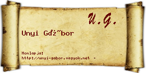 Unyi Gábor névjegykártya